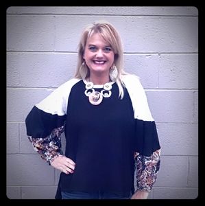 Umgee Plus Size Waffle Knit Top Boho Puff Sleeves